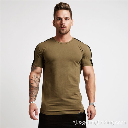 Camisetas casuais de adestramento muscular de manga corta para homes